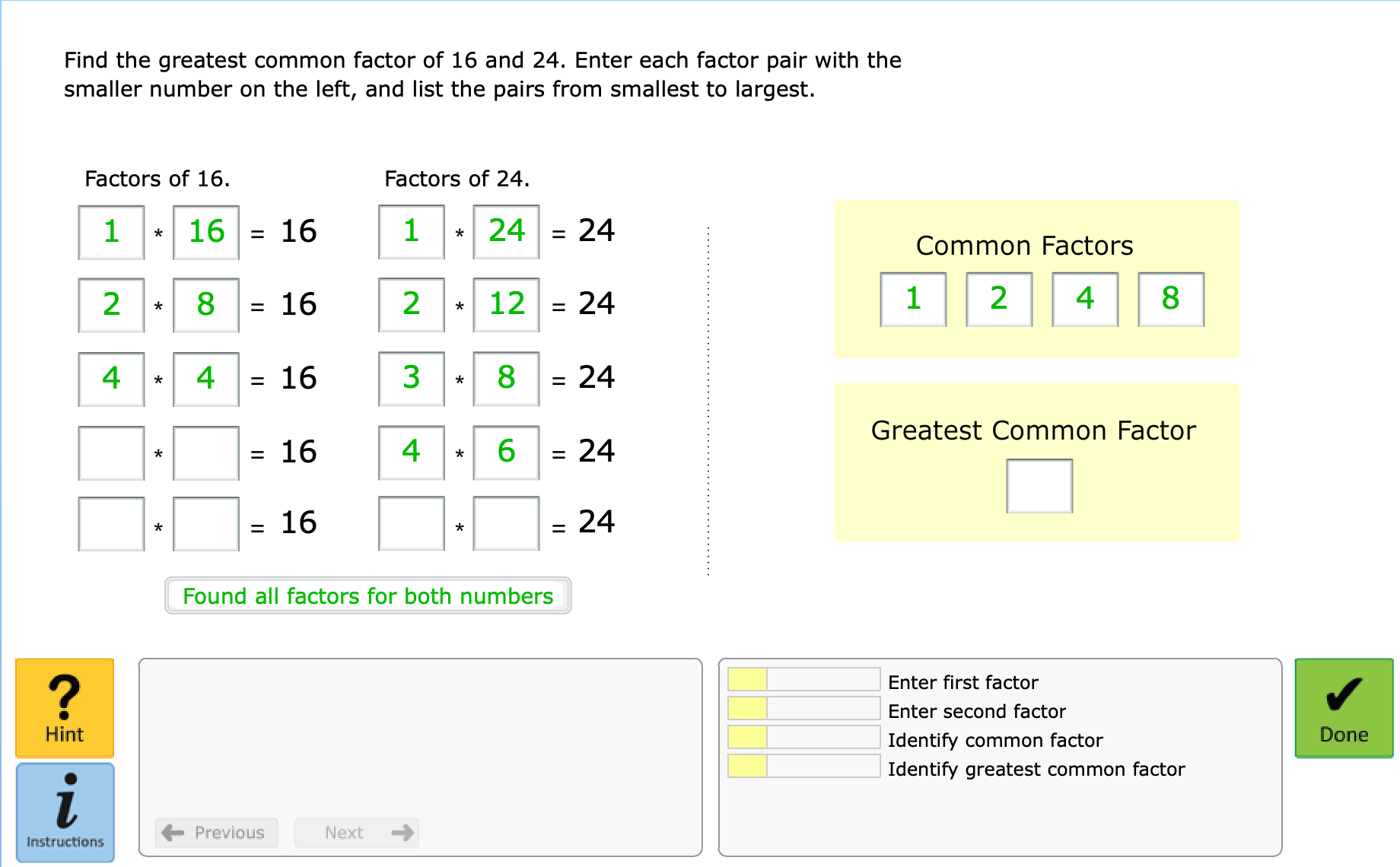 6.25 Greatest Common Factor 6.25 Greatest Common Factor