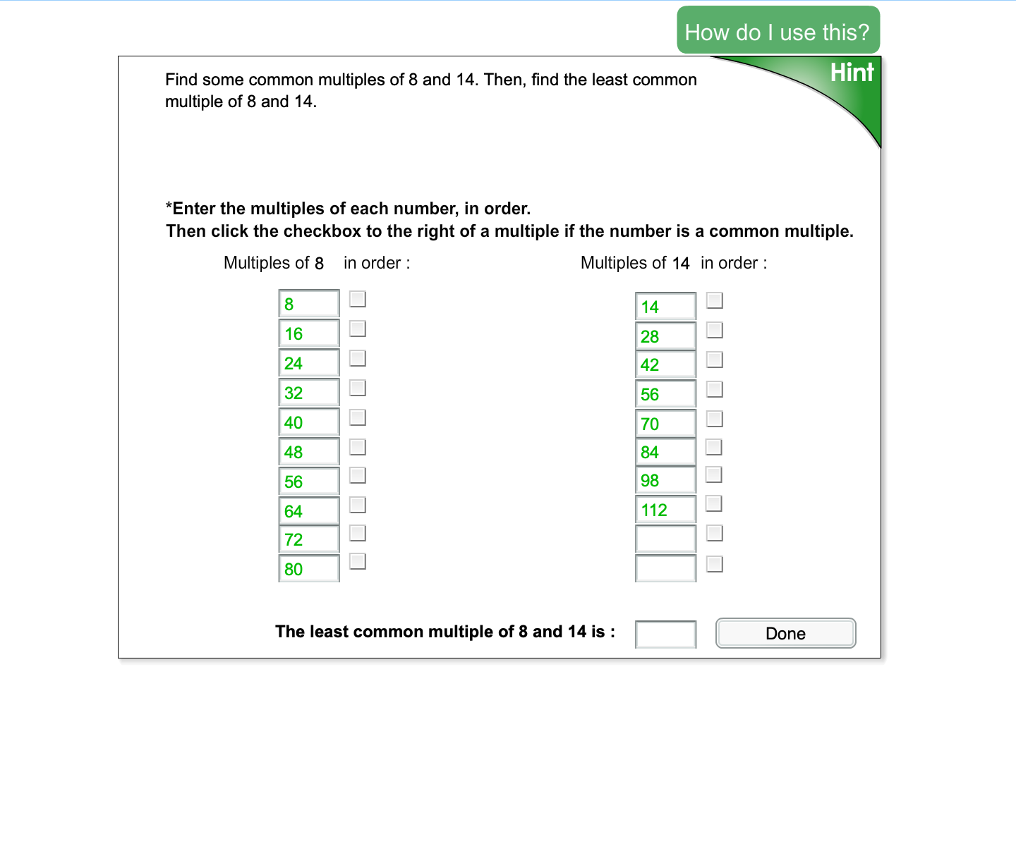 6.26 Least Common Multiple 6.26 Least Common Multiple