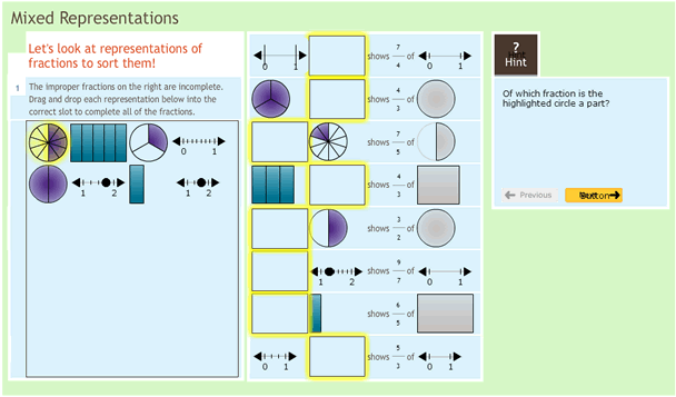 Sorting mixed improper fractions