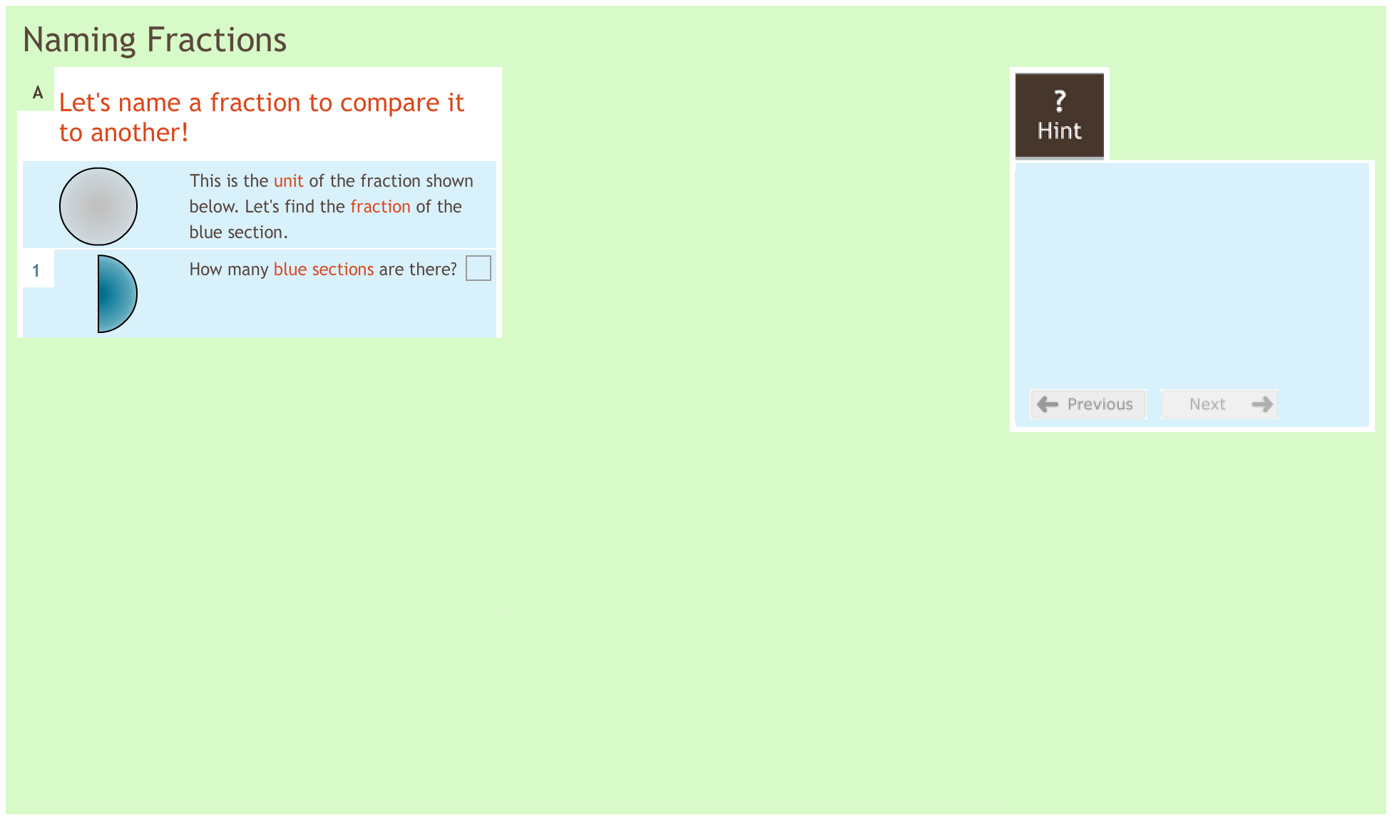 Fractions 1.1 Naming fractions Fractions 1.1 Naming fractions