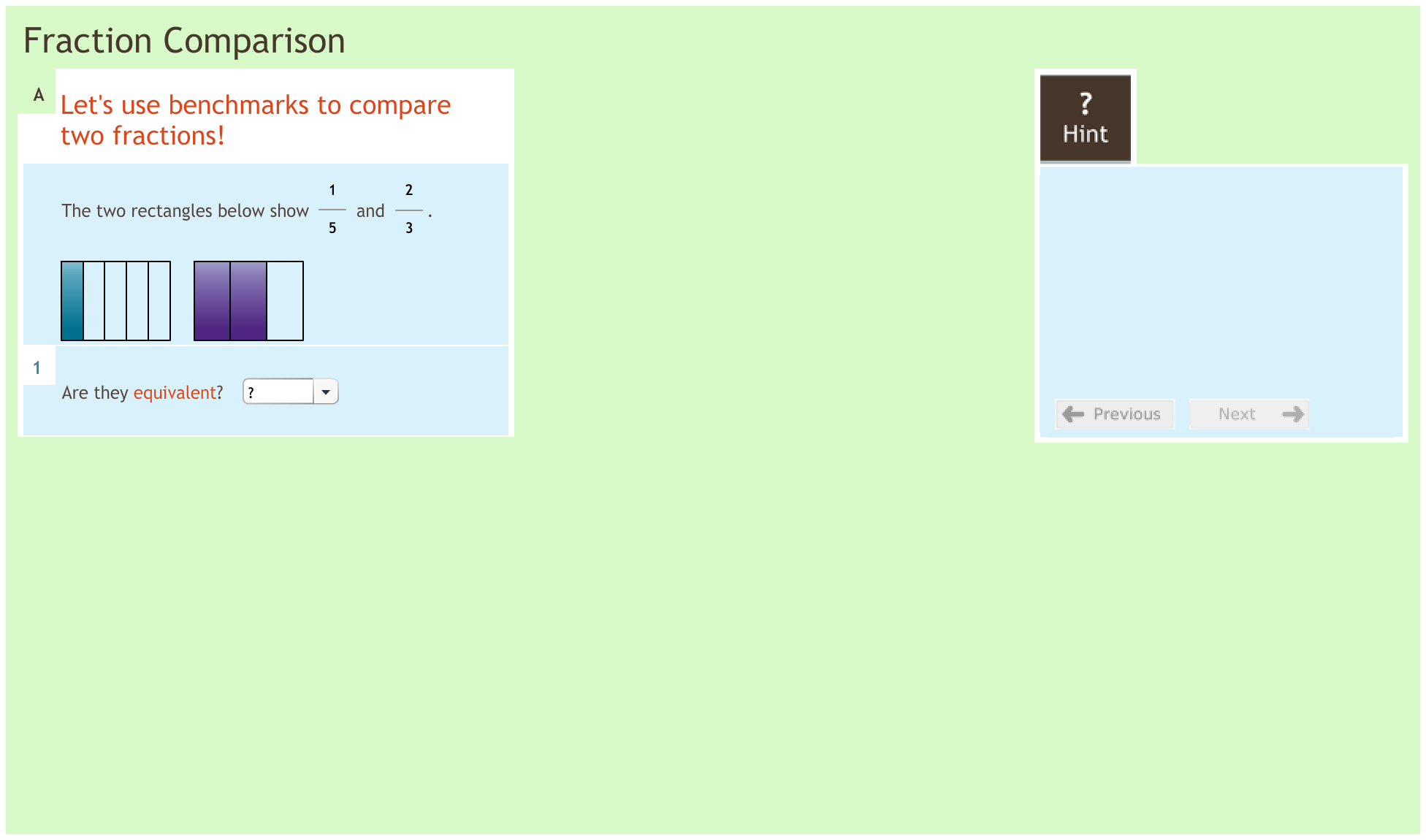 Fractions 1.8 Comparison Fractions 1.8 Comparison
