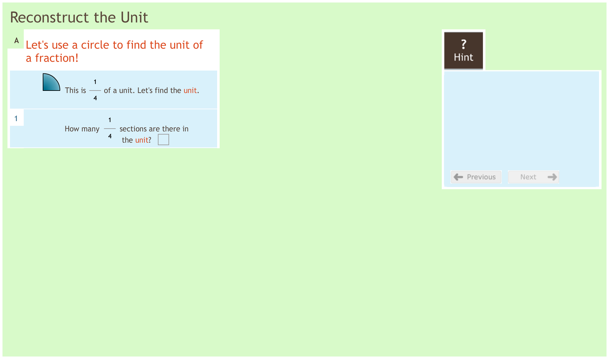 Fractions 2.3 Reconstructing the unit Fractions 2.3 Reconstructing the unit