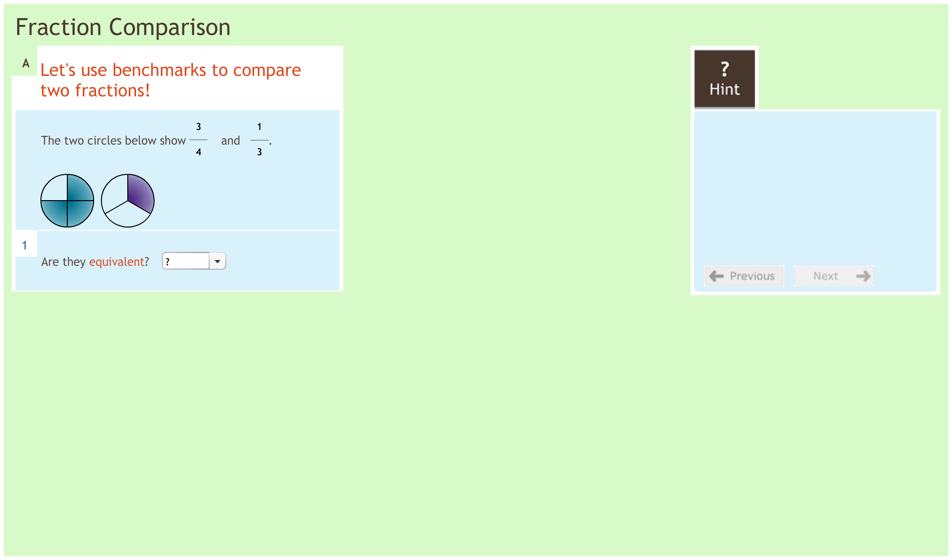 Fractions 3.8 Comparison Fractions 3.8 Comparison